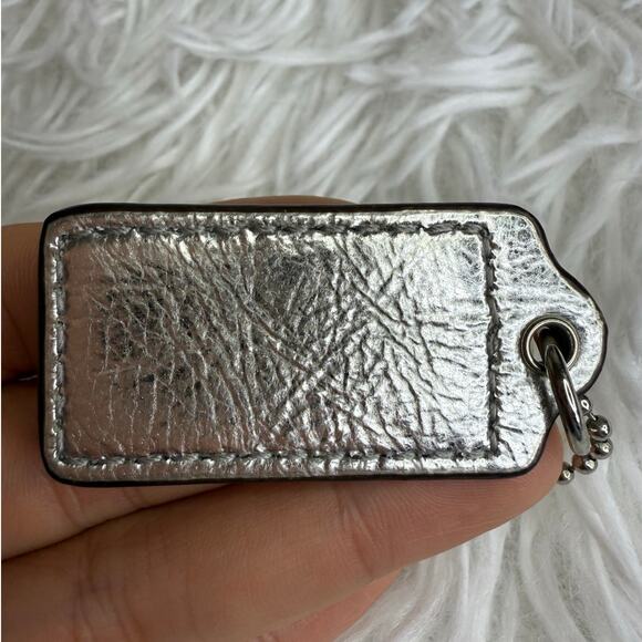 1.5" COACH Silver Metallic Fob Bag Charm Hang tag Hangtag - Picture 2 of 2